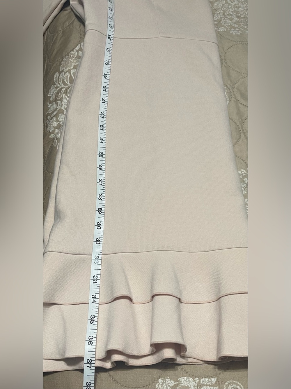 New Ann Taylor Pastel Pink Flare 3/4 Sleeve Boat Neck Flounce Hem Sheath - Picture 8 of 9